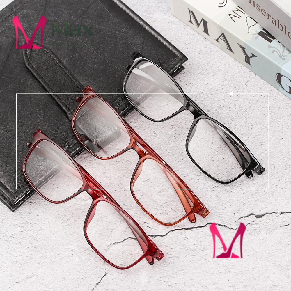 💋MAX TR90 Reader Eyewear Fashion Reading Glasses Presbyopic Glasses Flexible Ultralight Women Men Retro Clear Lens/Multicolor