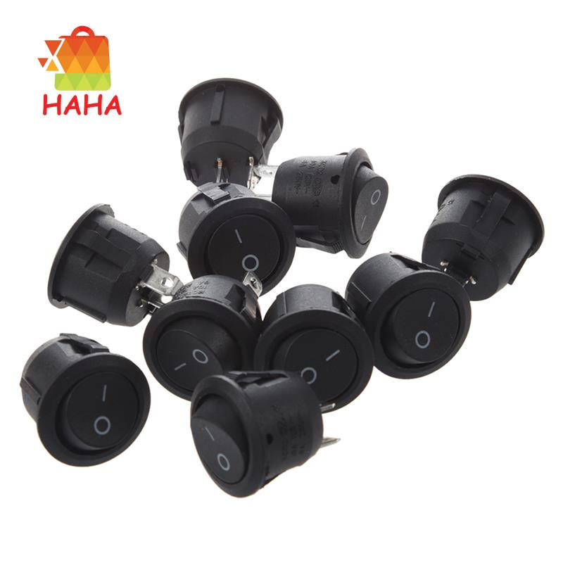 Set 10 Công Tắc Bật / Tắt Tròn Ac 6a 10a 250v Đen