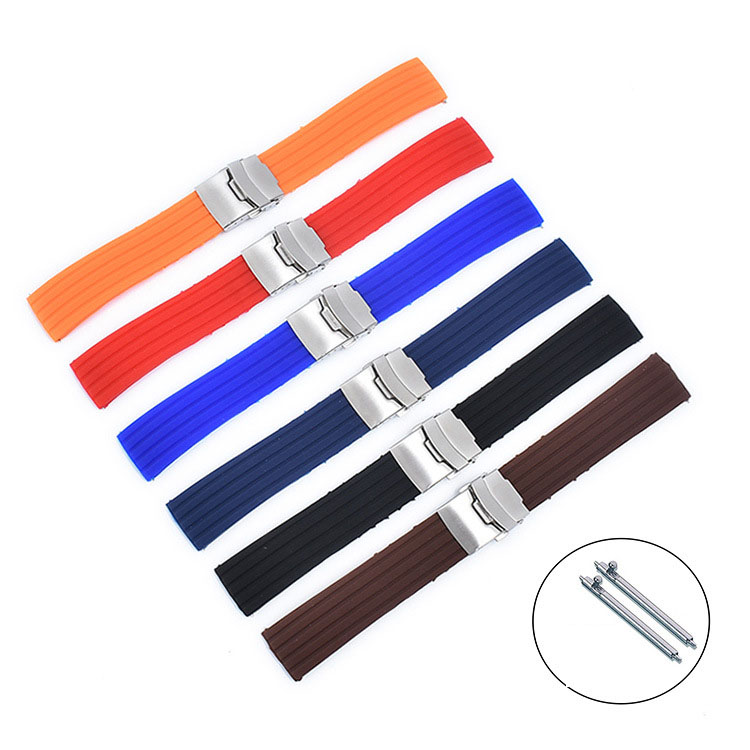 Dây đeo đồng hồ bằng silicon 18 / 20 / 22 / 24mm màu sắc bắt mắt