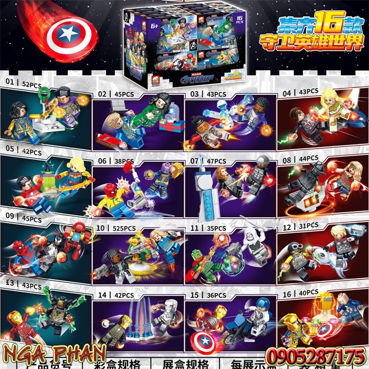 Combo 2 Nhân Vật Siêu Anh Hùng Đại Chiến Ác Nhân Superheroes Siêu Đẹp Đồ Chơi Xếp Hình Lắp Ráp Lego JX MOC DIY