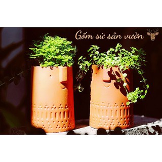 Chậu Trụ Mặt Cười _ Chậu gốm đất nung _ Gốm Sứ Sân Vườn