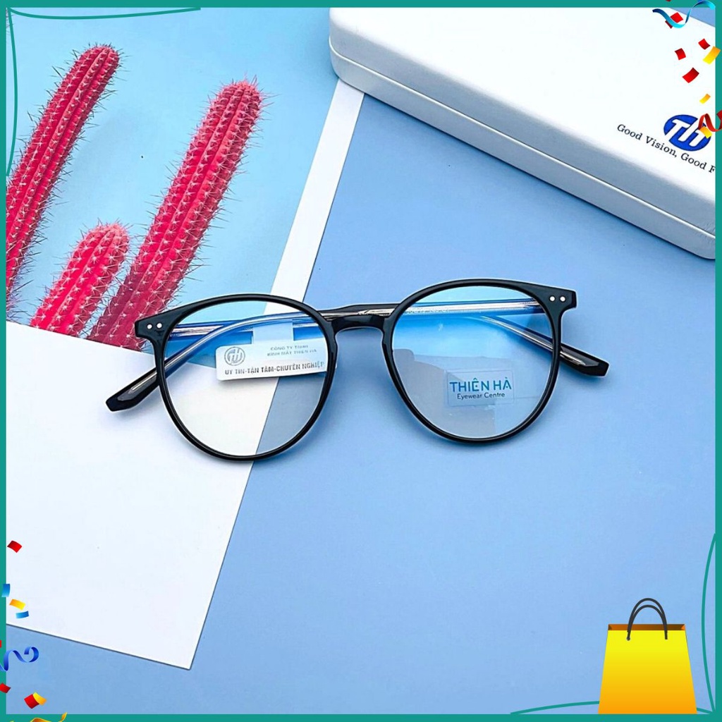 Gọng kính cận nữ nhựa dẻo, kính cận hot phong cach Hàn Quốc TH801, form tròn, càng cốt thép, nhiều màu
