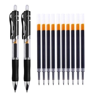 2 Cây Bút + 10 Lõi Thay Thế! Bộ Bút Mực gel Có Thể Thu Vào Kích Thước 0.5mm