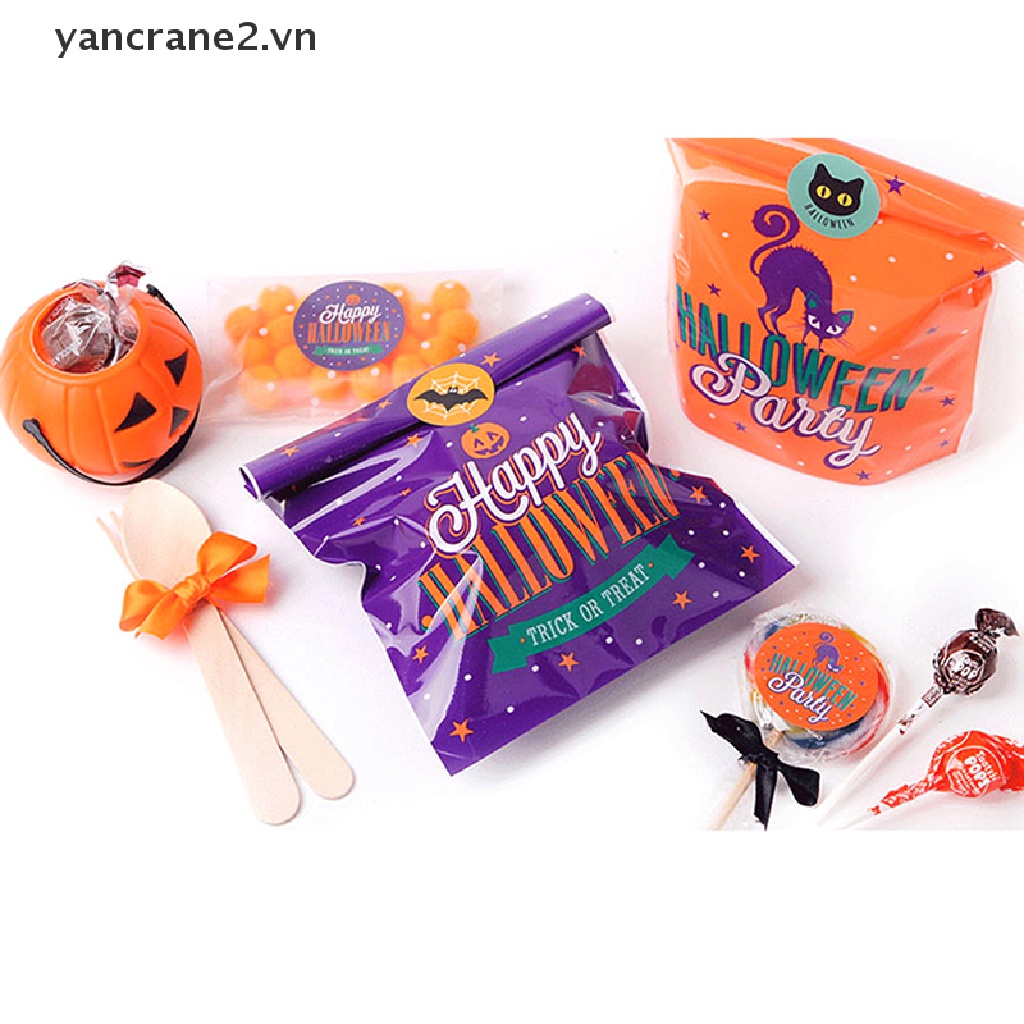 Bộ 10 Túi Đựng Kẹo Hình Dơi / Bí Ngô / Ma Quỷ Trang Trí Tiệc Halloween {yancrane2.vn}