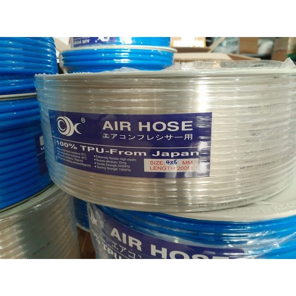 Ống dây khí PU Phi 12 xanh dương, trắng trong đen hàng liên doanh giá rẻ, cuộn 100m