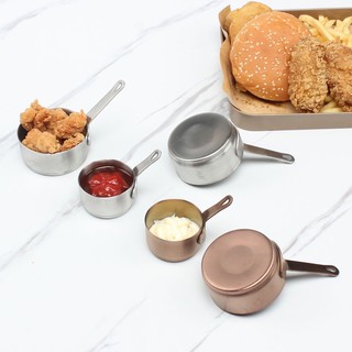 Chén đựng sốt chấm bằng inox (ss304) có tay cầm nhỏ gọn, xinh xắn, thích hợp cho sốt bít tết, sốt chấm khoai, gà rán