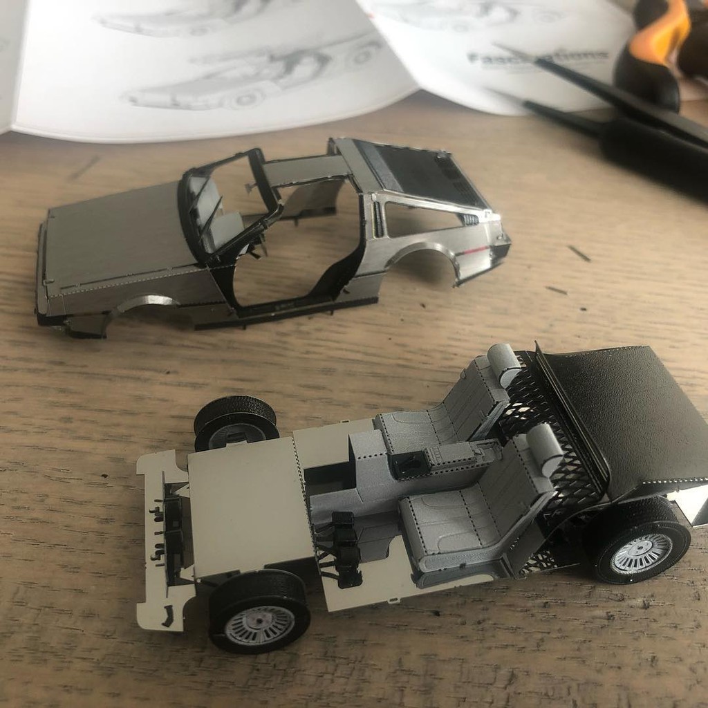 Mô hình 3D kim loại siêu xe DeLorean DMC-12 trong phim Back to the Future , Mô hình lắp ráp 3D thép không gỉ - Chưa lắp