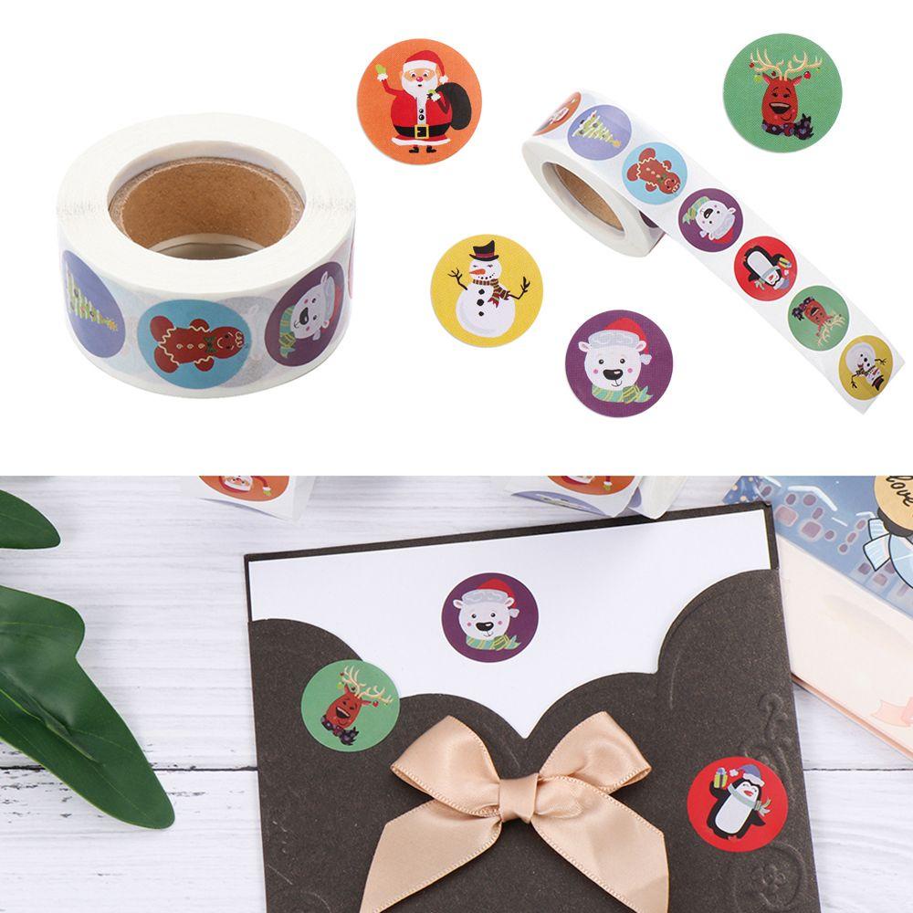 PINEVN Cuộn 500 Nhãn Dán Trang Trí Túi Bánh Quy Chủ Đề Giáng Sinh