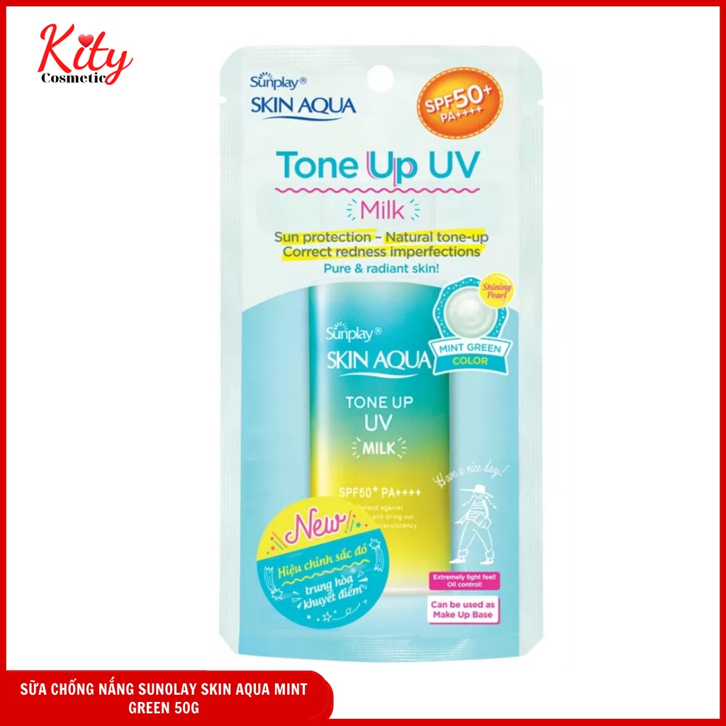 Sữa chống nắng nâng tông dành cho da dầu/hỗn hợp Sunplay Skin Aqua Tone Up UV Milk (Mint Green) 50g