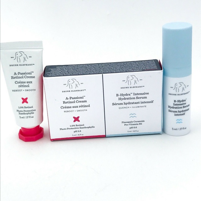 Set dưỡng da Drunk Elephant A-Passioni Retinol Cream và B Hydra Intensive Hydration Serum
