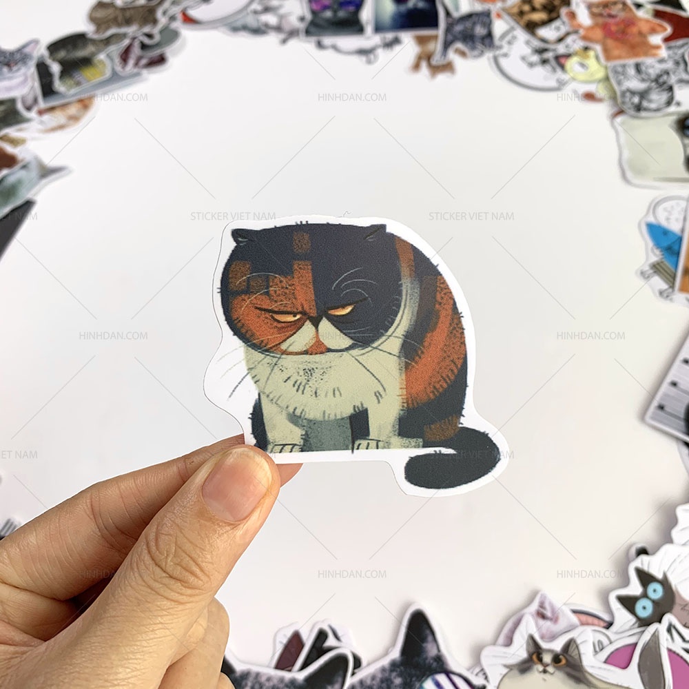 Sticker MÈO - CAT chống nước decal hình dán trang trí xe, laptop, nón bảo hiểm, đàn guitar, máy tính