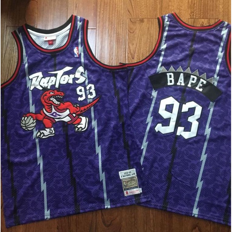 Không. 93 Bape Bóng Rổ Jersey NBA Joint Retro Warriors Rockets Lakers Raptors Denso Thêu Mặc Thường 