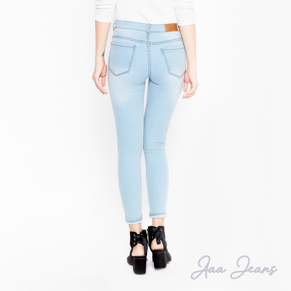 Quần Skinny Nữ Lưng Cao Màu Xanh Sáng Aaa Jeans | BigBuy360 - bigbuy360.vn