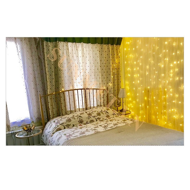 Đèn Rèm Thả Mành Đèn LED Dài 3X3,12 Sợi Chớp Nháy Và Đứng Yên Treo Ngoài Trời Chống Nước Trang Trí Tiệc noel -Sunmet