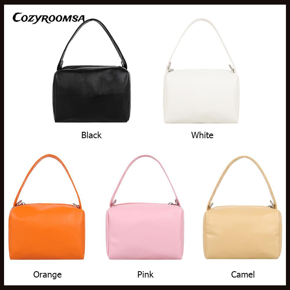 Women PU Leather Solid Color Top-handle Handbag Tote Chain Shoulder Bag