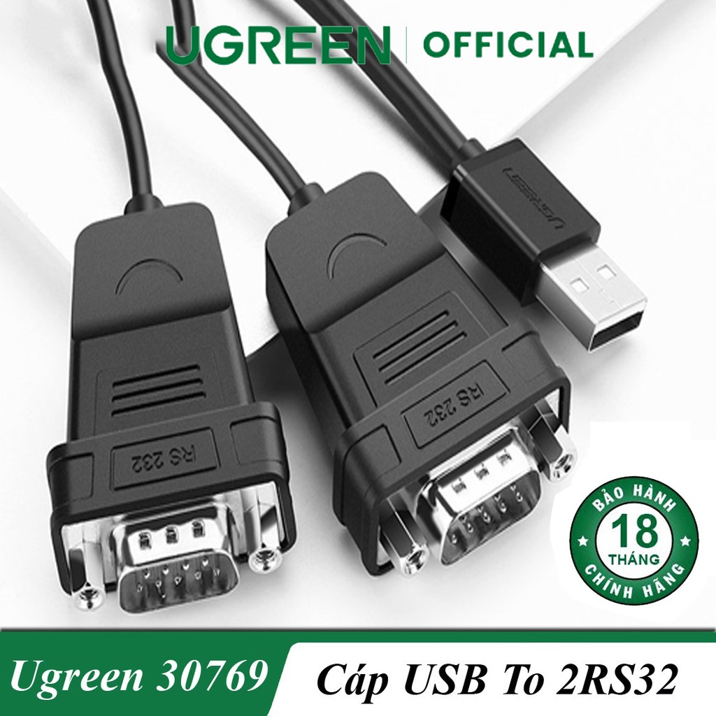 Cáp Chuyển USB 2.O Sang 2 RS 232 (USB TO 2 COM) Ugreen 30769 Chính Hãng