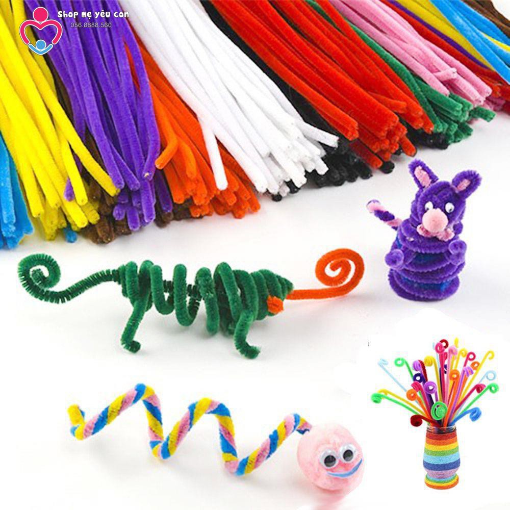 Bộ 100 dây kẽm lông nhung nhiều màu sắc tiện dụng 30cm