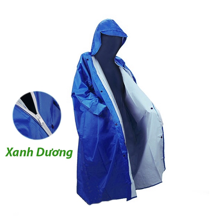 Áo Mưa Da Cá Dây Kéo Vải Dù Vân Tổ Ong Cao Cấp (Bộ Đi Mưa Trùm 1 Đầu Một Người, Cao Cấp, Giá Rẻ, Thời Trang, Đi Xe Máy)