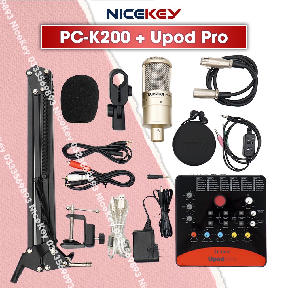 Combo Livestream Thu Âm TAKSTAR Mic PC K200, Soundcard Icon Upod Pro, Tai nghe TS2260 [BH 1 NĂM]