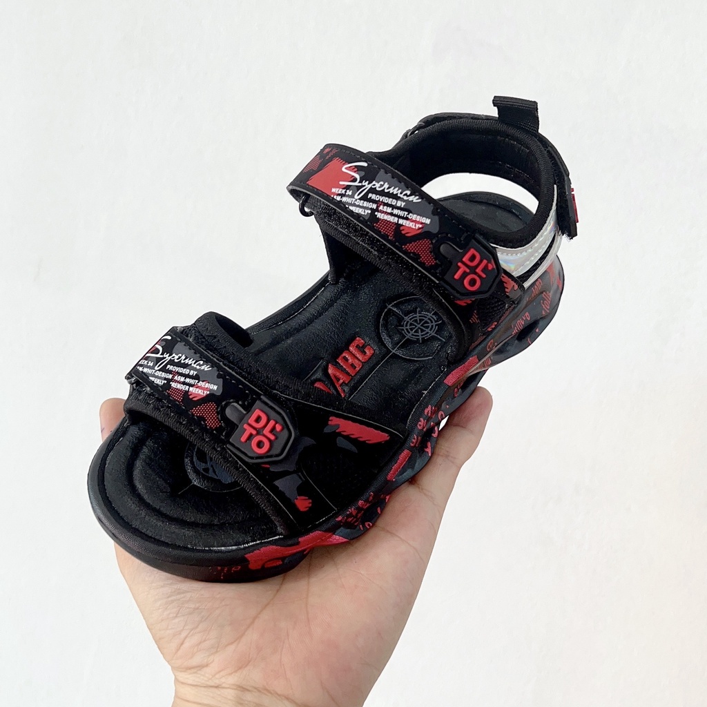 Sandal cho bé trai dép quai hậu cho bé êm đẹp màu đỏ đen A03