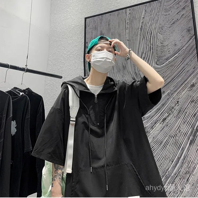 Áo Hoodie Tay Lửng Vải Lụa Mát Mỏng Thời Trang Mùa Hè Giản Dị Dành Cho Nam