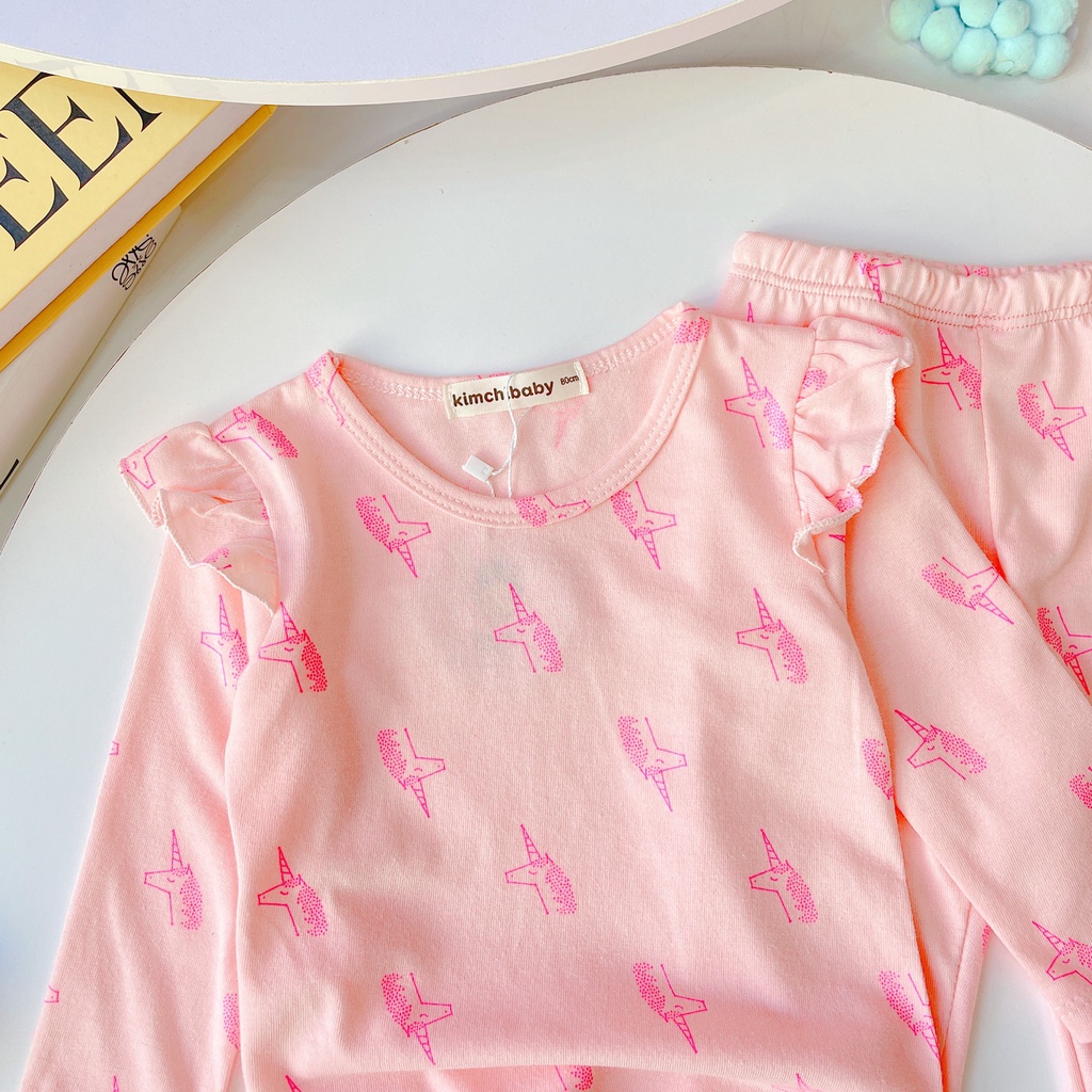 [SALE] Bộ Dài Tay Cotton Borip Bé Gái KIMCHIBABY Cánh Tiên Vải Dư Xịn, Bộ Quần Áo Cho Bé Mặc Nhà Thu Đông MKMTD2224