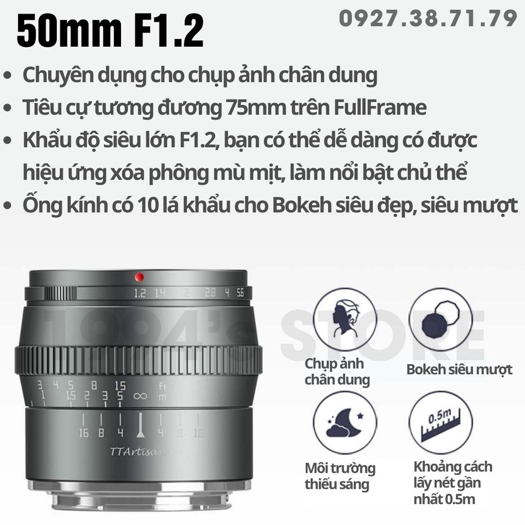 Bộ 3 lens ống kính TTArtisan 17mm F1.4 , 35mm F1.4 , 50mm F1.2 phiên bản giới hạn Titanium Grey - Limited Edition