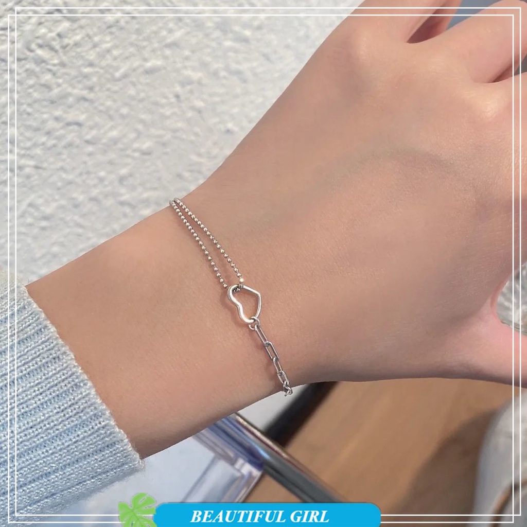 Vòng Đeo Tay Hình Trái Tim Bằng Bạc Thời Trang Mùa Hè Mới Cho Nữ