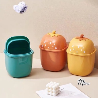 Thùng rác mini để bàn trang trí hình quả dâu tây thiết kế nắp lật tiện lợi với 4 màu độc đáo