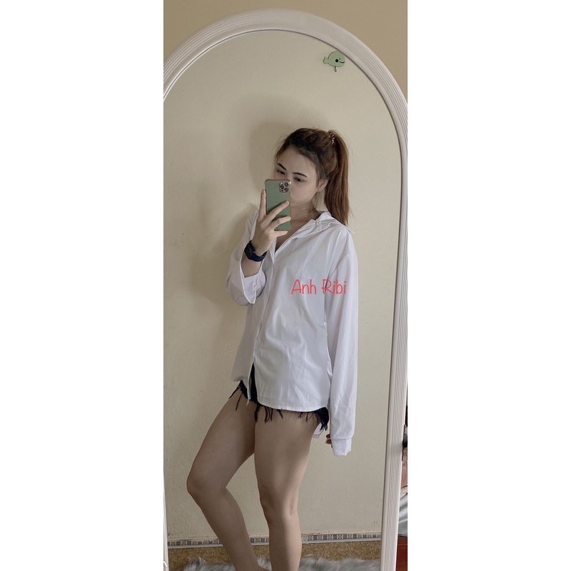 Áo sơmi trơn vintage chất thô mềm dày dặn