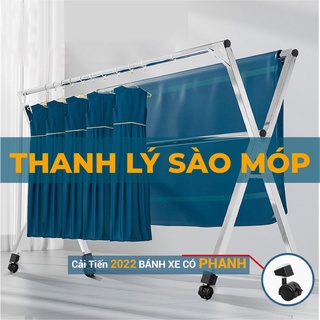 Thanh Lý Giàn Phơi Đồ Bị móp do vận chuyển, Loại Khung Phơi Kèm Giá Sào Thông Minh, Cây INOX Treo Quần Áo