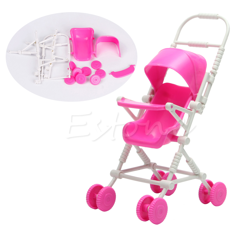 YLQ New Assembly Pink Baby Stroller Trolley Nursery Furniture Toys Doll