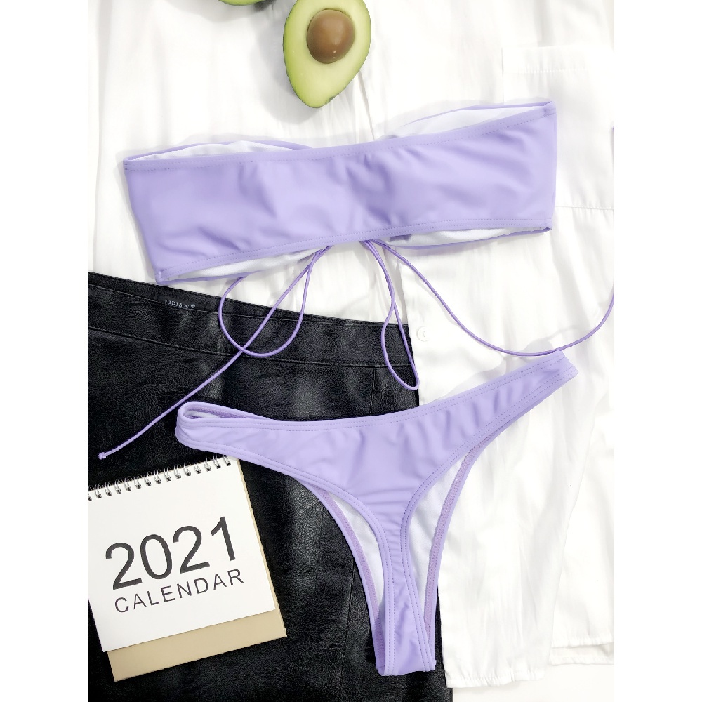 Bộ Bikini Trễ Vai Màu Tím Gợi Cảm Zj85 | BigBuy360 - bigbuy360.vn