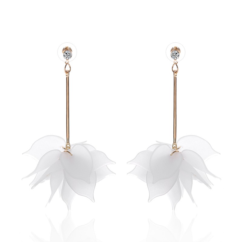 Khuyên tai hoa rũ dài thanh lịch ( màu trắng )