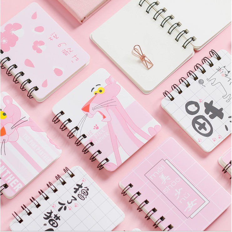 Sổ gáy lò xo dễ thương GIÁ SỈ [Mẫu Báo hồng Pink Panther, Sakura, mèo đen]