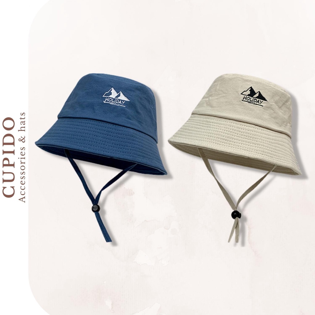 Mũ bucket tai bèo có dây Holiday che nắng phong cách Hàn Quốc