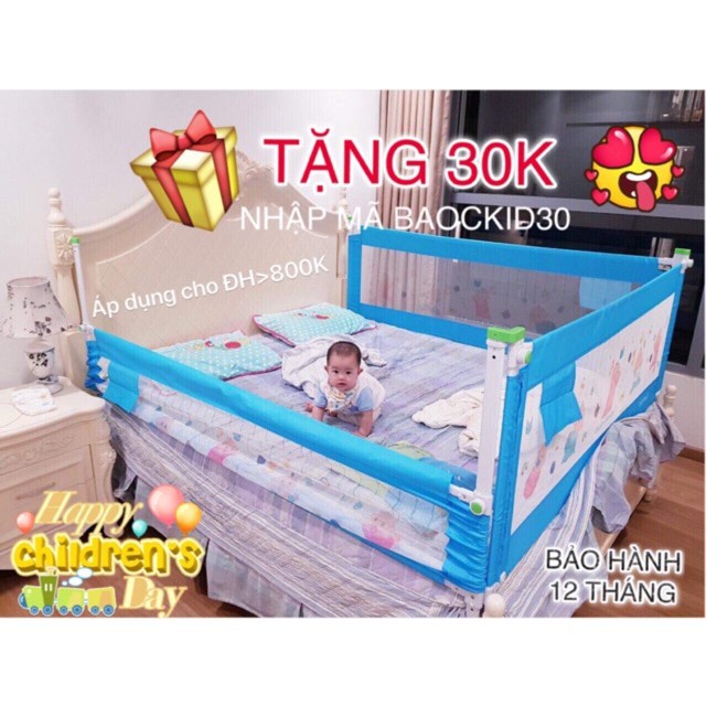 (BẢO HÀNH 12 THÁNG) THANH CHẮN GIƯỜNG VIỆT NAM BABY SMILES ĐỘ CAO 68-90CM