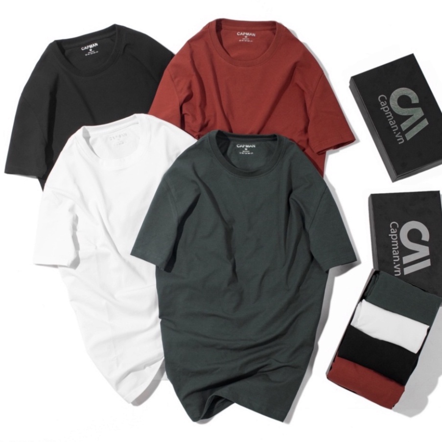 Freeship Áo nam cổ tròn basic CAPMAN vải cotton dày dặn, co giãn, tay ngắn