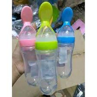 BÌNH THÌA ĂN DẶM SILICON LOẠI 1 đút sữa đút cháo dung tích 90ml có nắp chống tràn tiện lợi an toàn cho bé