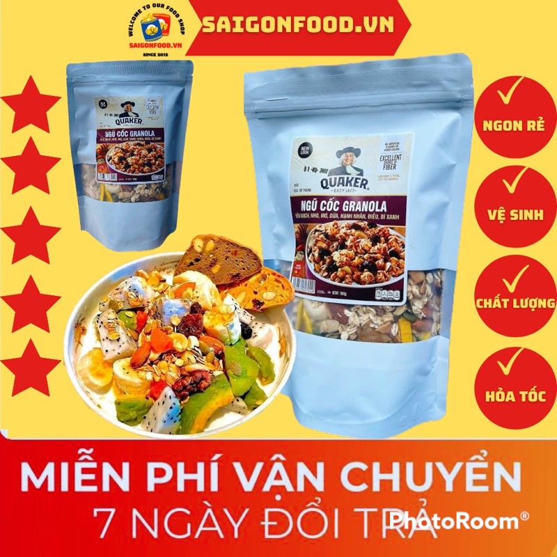 [SẴN] GRANOLA Loại Ngon 500G - Ngũ Cốc Granola Siêu Hạt &amp; Hoa Quả Sấy Dinh Dưỡng Ăn Kiêng Giảm Cân Thơm Ngon