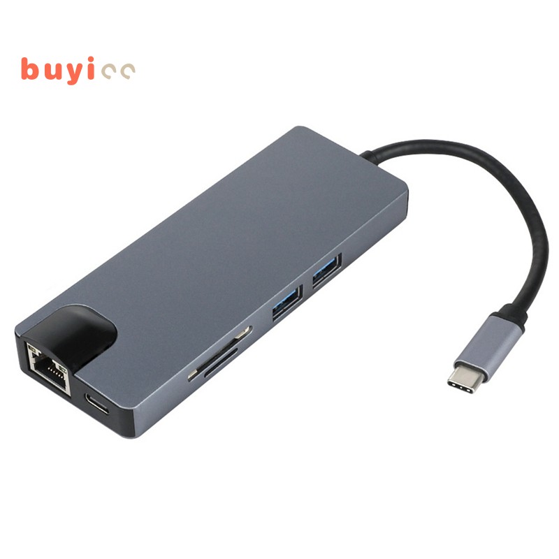 Bộ Chia Cổng Usb-C 3.0 Type C Sang Hdmi Vga Rj45 Lan Ethernet Sd Tf Cho Macbook Pro Otg