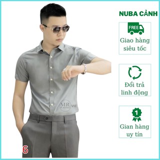 Áo sơ mi nam trơn tay ngắn,chất vải lụa,cá tính trẻ trung,NUCA 22