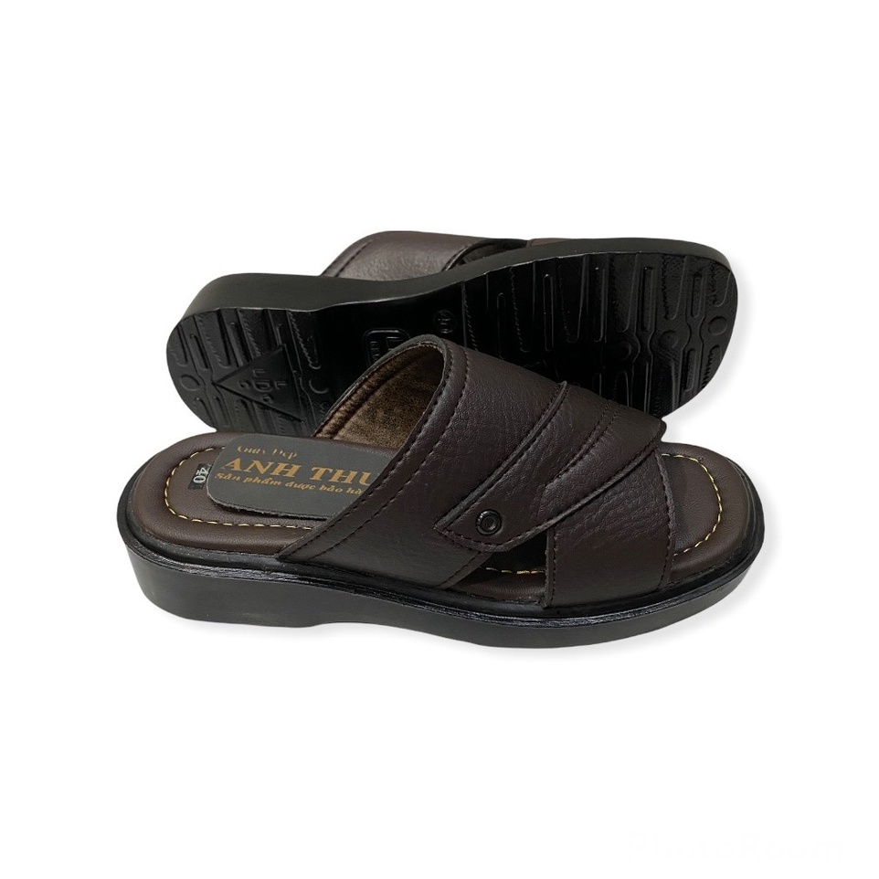 Dép nam quai ngang đế TOMI cao 3 cm màu nâu/bò/đen
