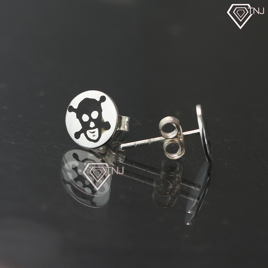 Bông tai nam Khuyên tai nam bạc tròn hình đầu lâu BTA0002 Trang Sức TNJ