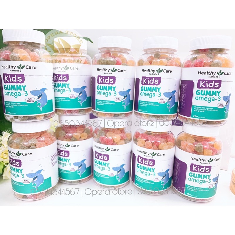 Kẹo dẻo DHA cho bé từ 2 tuổi Healthy Care Gummy Omega 3, Úc (250v)