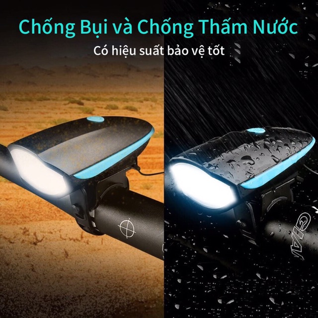 Đèn pha xe đạp, đèn pha sạc USB tích hợp còi cho xe đạp