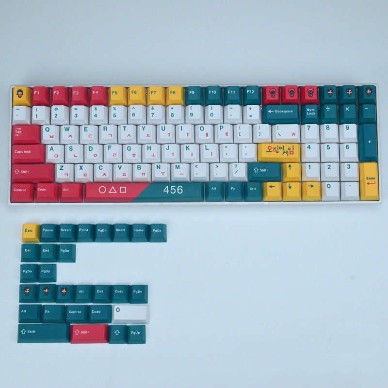 Squid game theme keycap Cherry Profile Korean game keycap PBT Dye sub thăng hoa bàn phím cơ bàn phím keycap 129 phím