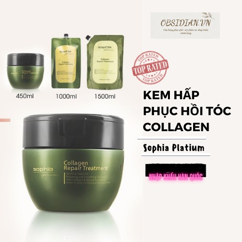 Kem hấp ủ tóc Collagen Sophia Platium 450ml-1000ml -1500ml chính hãng Hàn Quốc - Phục hồi tóc hư tổn - Khô xơ - Chẻ ngọn