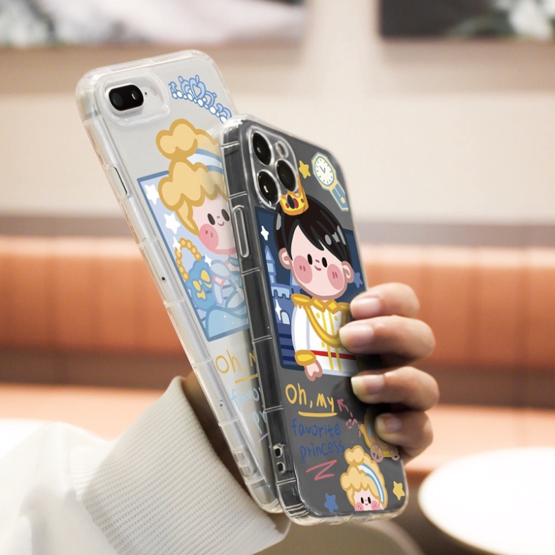 Ốp lưng iphone 6, 6s plus, 7 8 Plus, X, XS, XR, XSMAX, 11, 12, 13 PROMAX TRONG SUỐT CÔNG CHÚA, HOÀNG TỬ PKVN