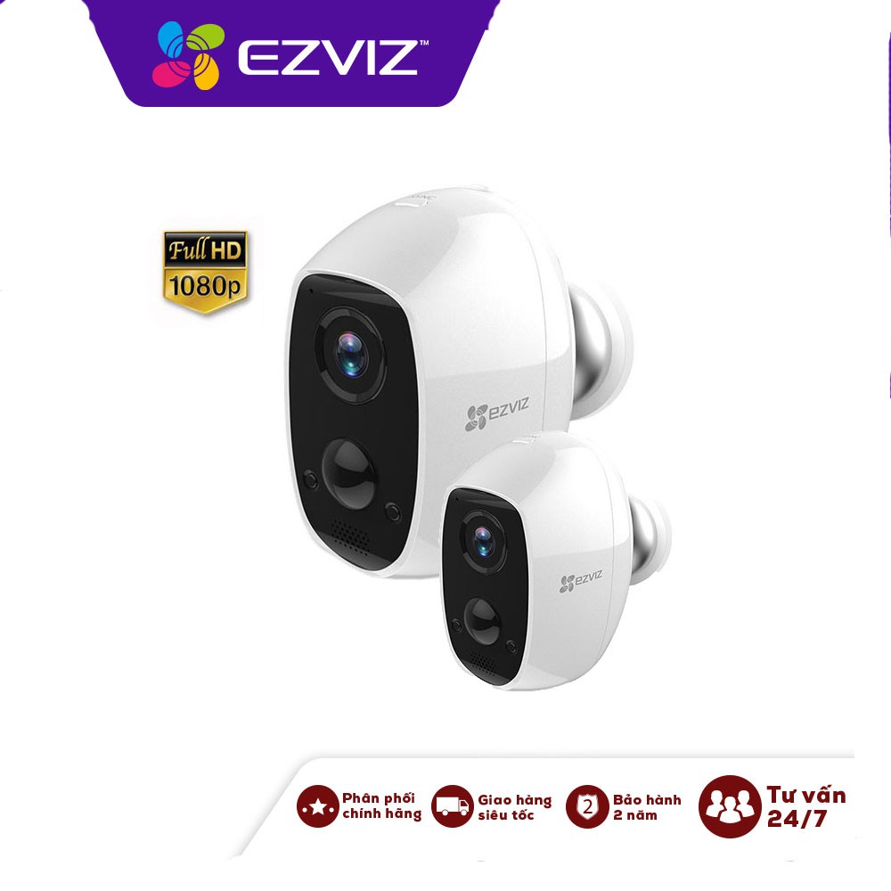 Camera IP Wifi không dây dùng pin sạc Ezviz CS-C3A 2MP (1080P)